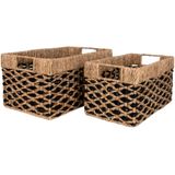 Salat Baskets - Baskets in seagrass, black/nature, rectangular, set of 2