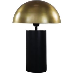 HSM Collection-Tafellamp Met Kap-30x30x45-Zwart/Goud-Metaal