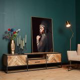 Tv meubel Arlington Visgraat | Mangohout Staal | 180 cm