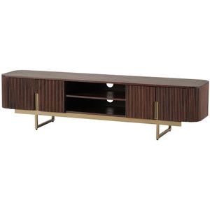 TV dressoir 180 met 4 deuren en 2 open vakken, Mango Warm Walnut