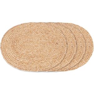 Bombay Placemat - Placemat in braided jute, nature, ovalk, 35x45 cm, set of 4