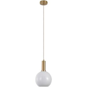 Chelsea Pendant - Pendant in ball shaped white glass and brass socket, 150 cm fabric cord 150 cm fabric cord Bulb: E27/40W