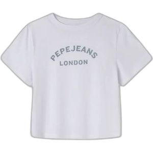 Pepe Jeansvoor meisjes. PG503126 Zoe T-shirt wit (10años= 140cm), Casual, Katoen, Korte mouwen, Duurzaam, kinderkleding