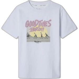 Pepe Jeansvoor jongens. PB503988 T-shirt Frankie wit (10años= 140cm), Casual, Katoen, Korte mouwen, Duurzaam, kinderkleding