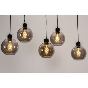 Lumidora Hanglamp 74038 - 5 Lichts - E27 - Zwart - Grijs - Bruin - Metaal