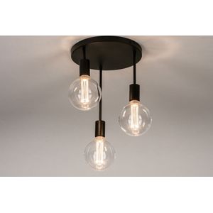Moderne zwarte plafondlamp in minimalistisch design met drie fittingen voor mooie grote led lampen