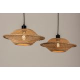 Dubbe rotan hanglamp in UFO vorm