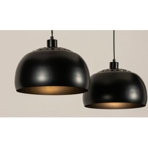 Zwarte hanglamp met twee bollen