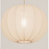 Luxe lampion hanglamp van beige stof in japandi stijl