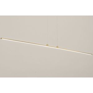 Minimalistische led hanglamp in de vorm van een strip in goud/messing