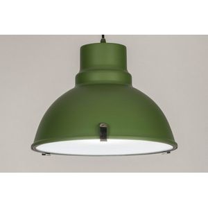 IndustriÃ«le hanglamp in mat groen met glasplaat