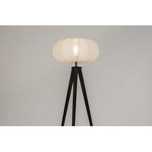 Zwarte driepoot vloerlamp met ronde lampion kap E27