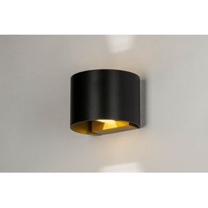 Zwarte wandlamp met gouden binnenkant en verstelbare lichtbundels