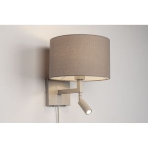 Beige bedlamp met taupe kap en leeslamp