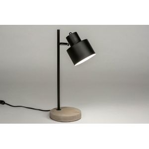 Zwarte bureaulamp/tafellamp van metaal met voet van beton