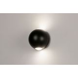 Zwarte up-down wandlamp in bolvorm voor binnen, buiten en de badkamer IP54