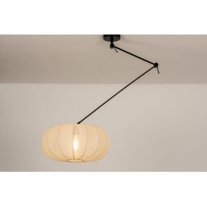 Knikarm hanglamp in het zwart met lampion kap in japandi stijl