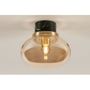 Lumidora Plafondlamp 74637 - E27 - Groen - Goud - Bruin - Marmer - Messing - Metaal - Badkamerlamp