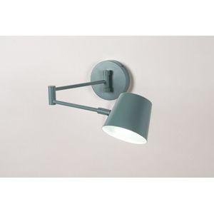 Groen blauwe wandlamp GU10 met verstelbare knikarm en snoer en stekker