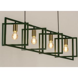 Frame hanglamp van groen metaal met messing fittingen