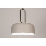 Luxe ronde hanglamp in warmgrey met messing