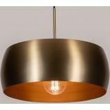 Messingkleurige ronde hanglamp met gouden binnenkant