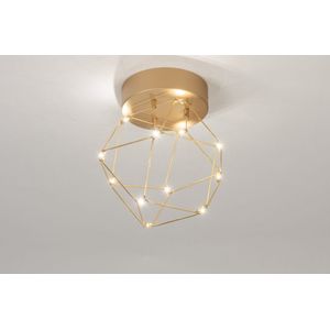 Design plafondlamp in mat messing met unieke led verlichting