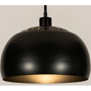 Hanglamp zwart met bol van metaal