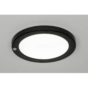 Platte, ronde led plafondlamp voorzien van een bewegingssensor / bewegingsmelder.