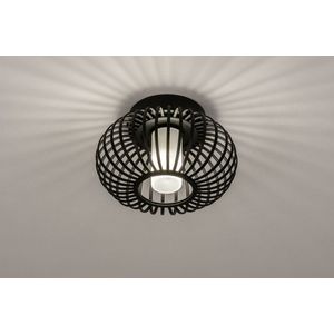 Moderne badkamerlamp / plafondlamp van gietijzer in zwarte kleur, geschikt voor led verlichting.
