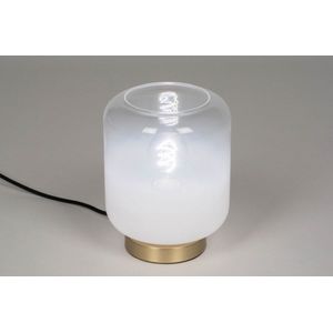 Frisse, witte tafellamp van glas uitgevoerd in de kleur wit, geschikt voor led.
