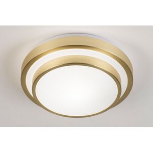 Gouden ronde plafondlamp die ook geschikt is voor de badkamer