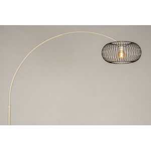 Beige booglamp met zwarte draadkap