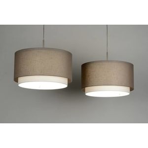 Lumidora Hanglamp 30132 - 2 Lichts - E27 - Taupe - Stof