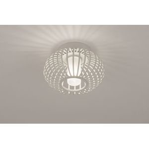 Moderne badkamerlamp / plafondlamp van gietijzer in witte kleur, geschikt voor led verlichting.