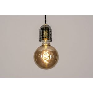 Sfeervolle fittinglamp uitgevoerd in rookglas, geschikt voor diverse soorten led lichtbollen.