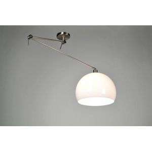 Verstelbare hanglamp met knikarm en retro witte bol