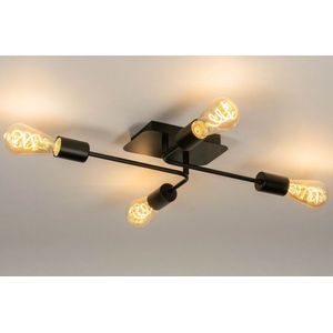 Minimalistische plafondlamp / fittinglamp voorzien van vier lichtpunten, geschikt voor vervangbare led verlichting.