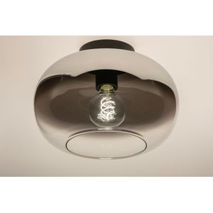 Plafondlamp van rookglas met verloop van smoke naar helder glas