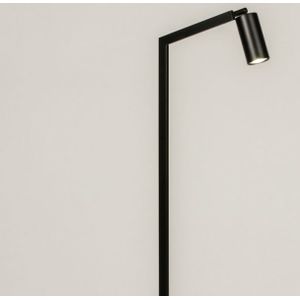 Zwarte staande leeslamp met GU10 fitting en koker als kap