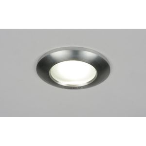 Ronde inbouwspot in mat geschuurd aluminium met hoge IP65 waarde.