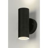 Mat zwarte wandlamp, badkamerlamp, buitenlamp, plafondlamp met onder- en bovenverlichting.