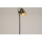 Zwarte vloerlamp met messing/goud kap in minimalistisch design