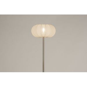 Lampion vloerlamp in staal/rvs met beige kap