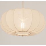 Luxe beige lampion hanglamp van stof in japandi stijl