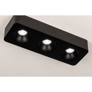 Zwarte 3-licht led spot met dimbare led verlichting