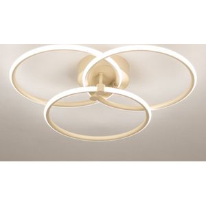 Beige ronde plafondlamp met ingebouwd led en kan worden gedimd met schakelaar