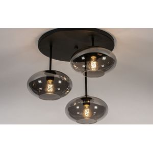 Lumidora Plafondlamp 31039 - 3 Lichts - E27 - Zwart - Grijs - Metaal