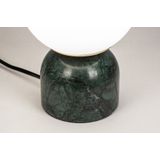 Scandinavische tafellamp van groen marmer met witte bol van glas