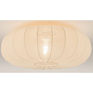 Extra grote lampion lamp van beige stof voor aan het plafond